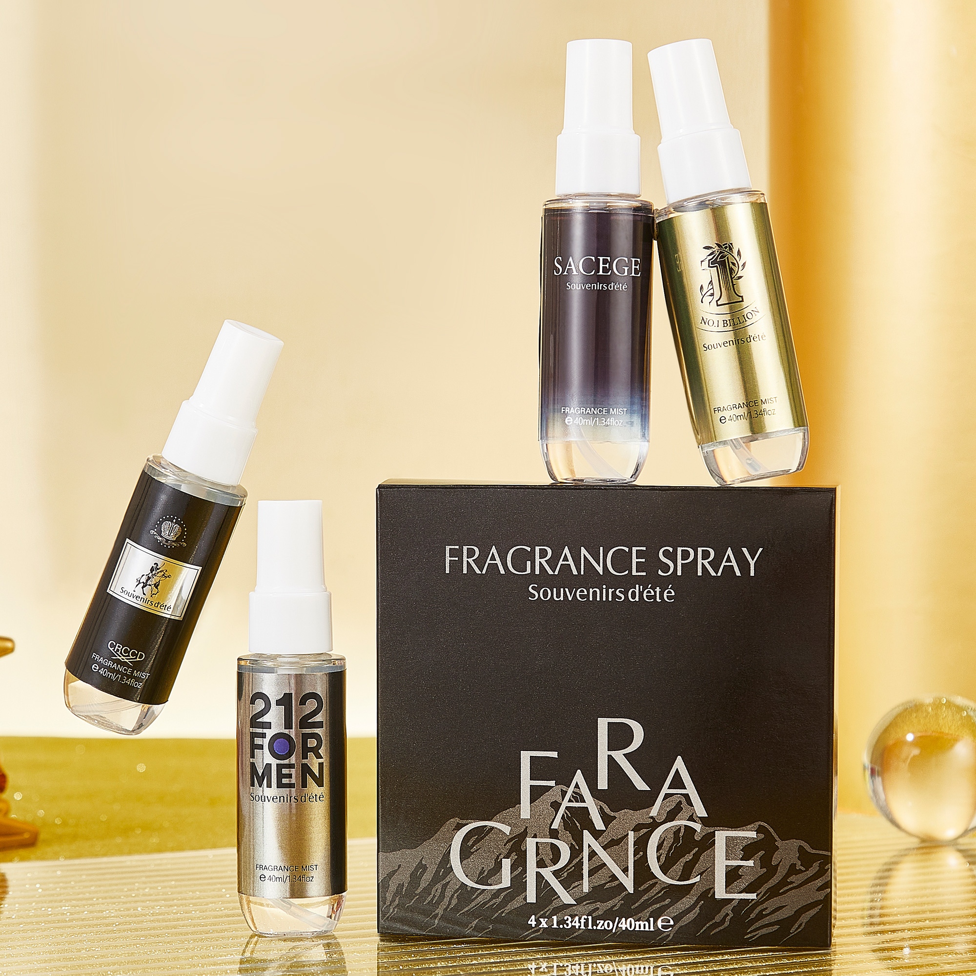Fragrance Perfume For Hair - 4pcs Black Gold Men's Perfume, Alcohol
