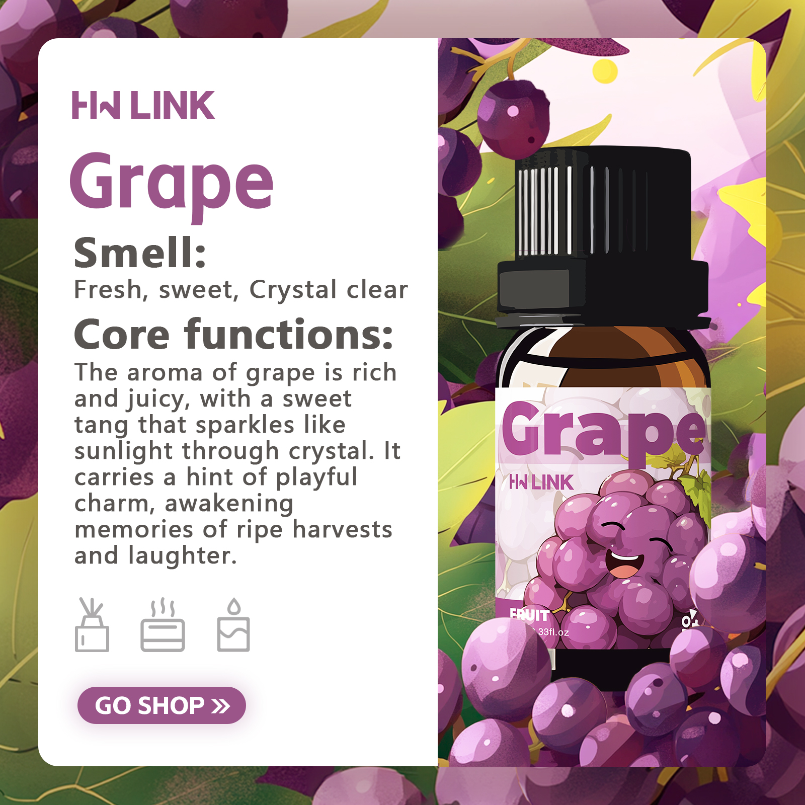 Grape Essential Oil 10ml  Grap - Perfume Fragrance Oils For Candles 评论和价格
