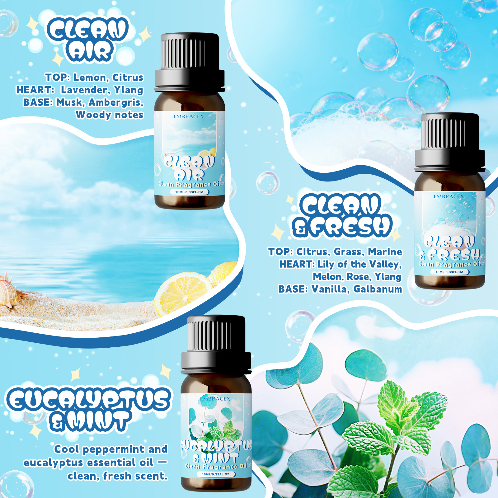 10ml Clean Air Essential Oil L - Perfume Fragrance Oils For Candles 评论和价格