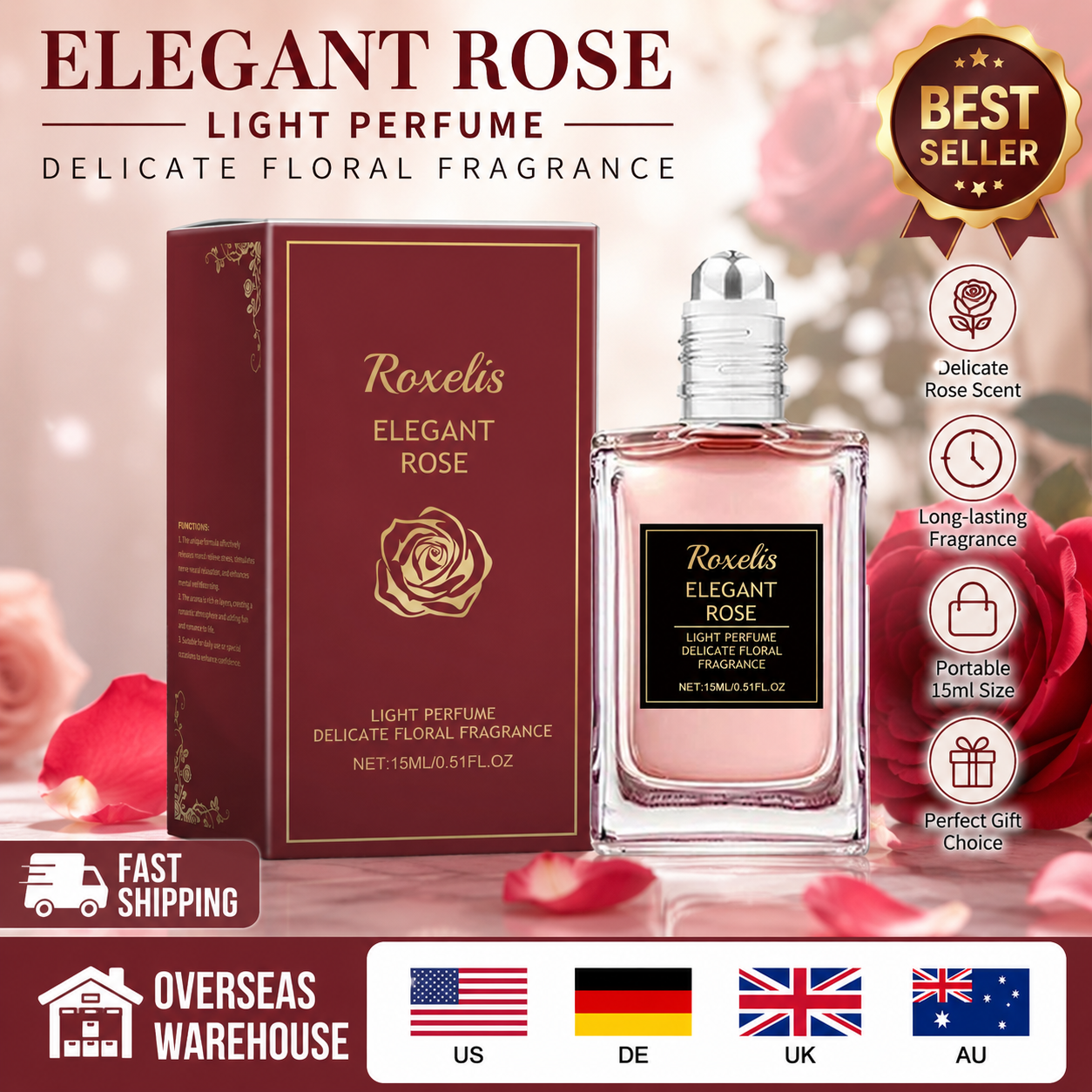 15ml Rose Floral Roll on Perfu - Women'S Perfume Rose Fragrance 评论和价格